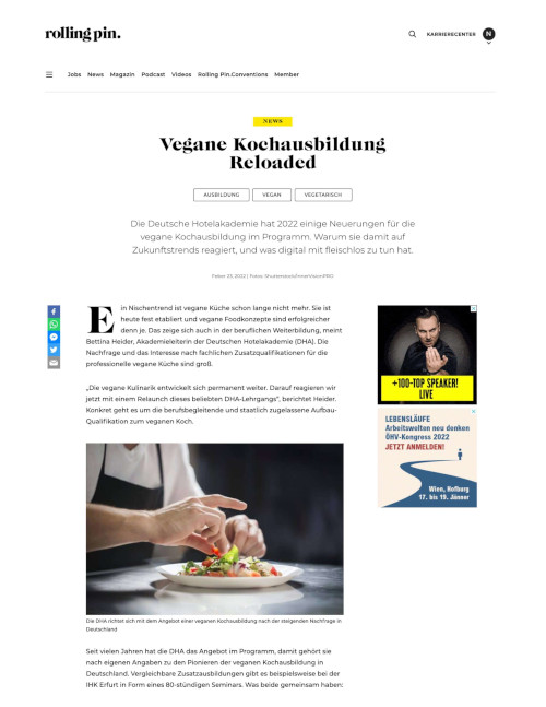 Vegane Kochausbildung DHA Rolling Pin